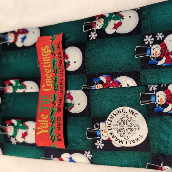 Snowman Winter/Christmas Silk Tie Yule Tie Greetings - Picture 3 of 5